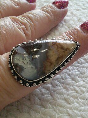 Gorgeous STICK AGATE Handmade Sterling 925 Ring Size 11 #445E